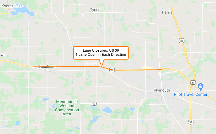 U.S. 30 to be resurfaced from Donaldson to Plymouth